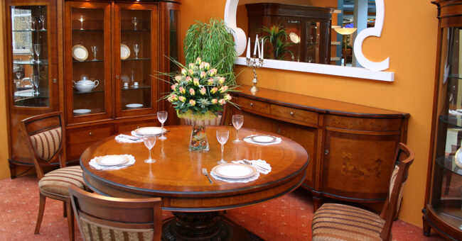 Dining Room Traditional Traditional dining room with matching china hutch and place settings