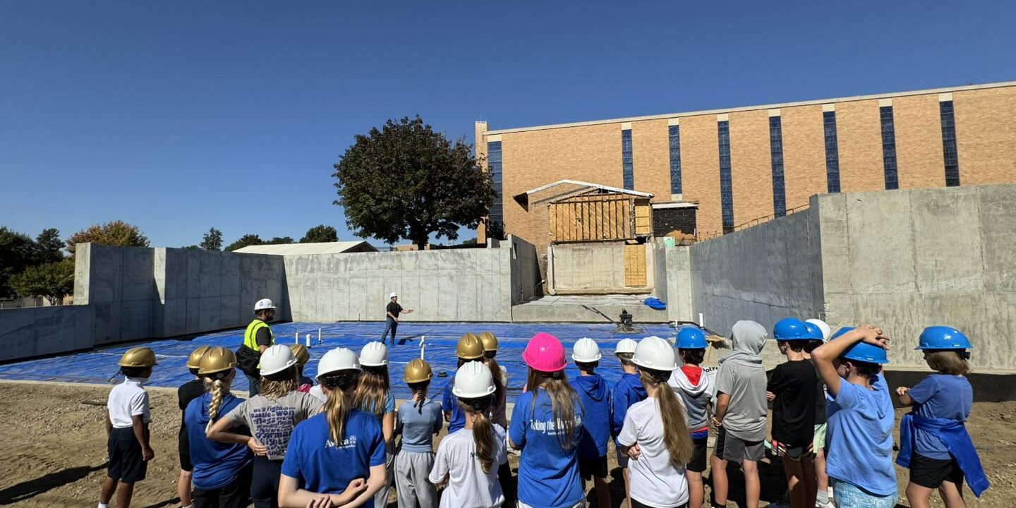 Students at bottom of hill